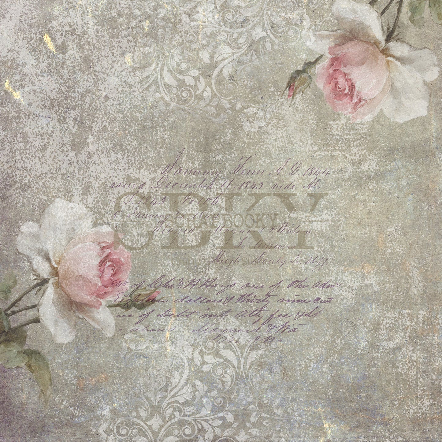 Bookbinding Canvas “Faded Roses & Letters” – 25x60 cm