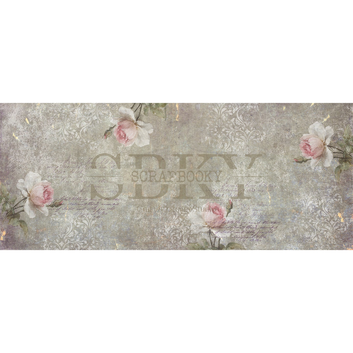 Bookbinding Canvas “Faded Roses & Letters” – 25x60 cm