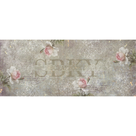 Bookbinding Canvas “Faded Roses & Letters” – 25x60 cm