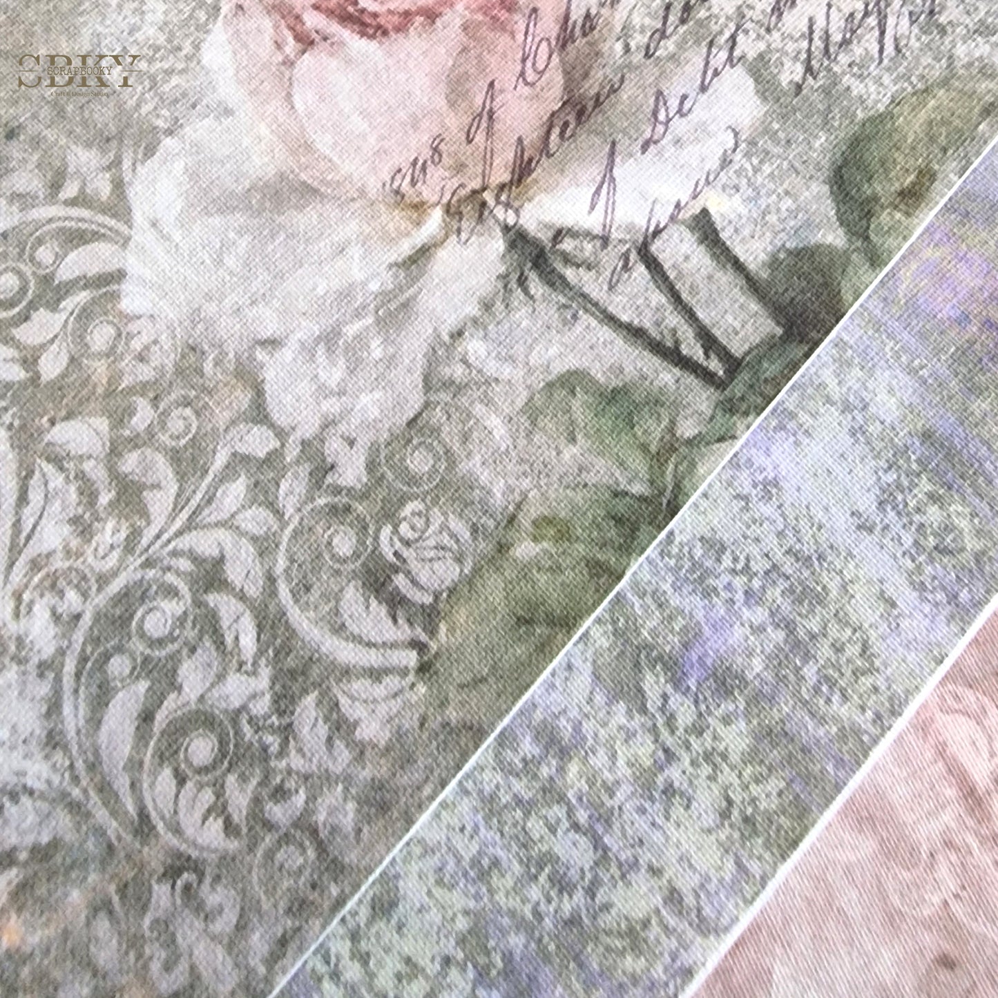 Bookbinding Canvas “Faded Roses & Letters” – 25x60 cm