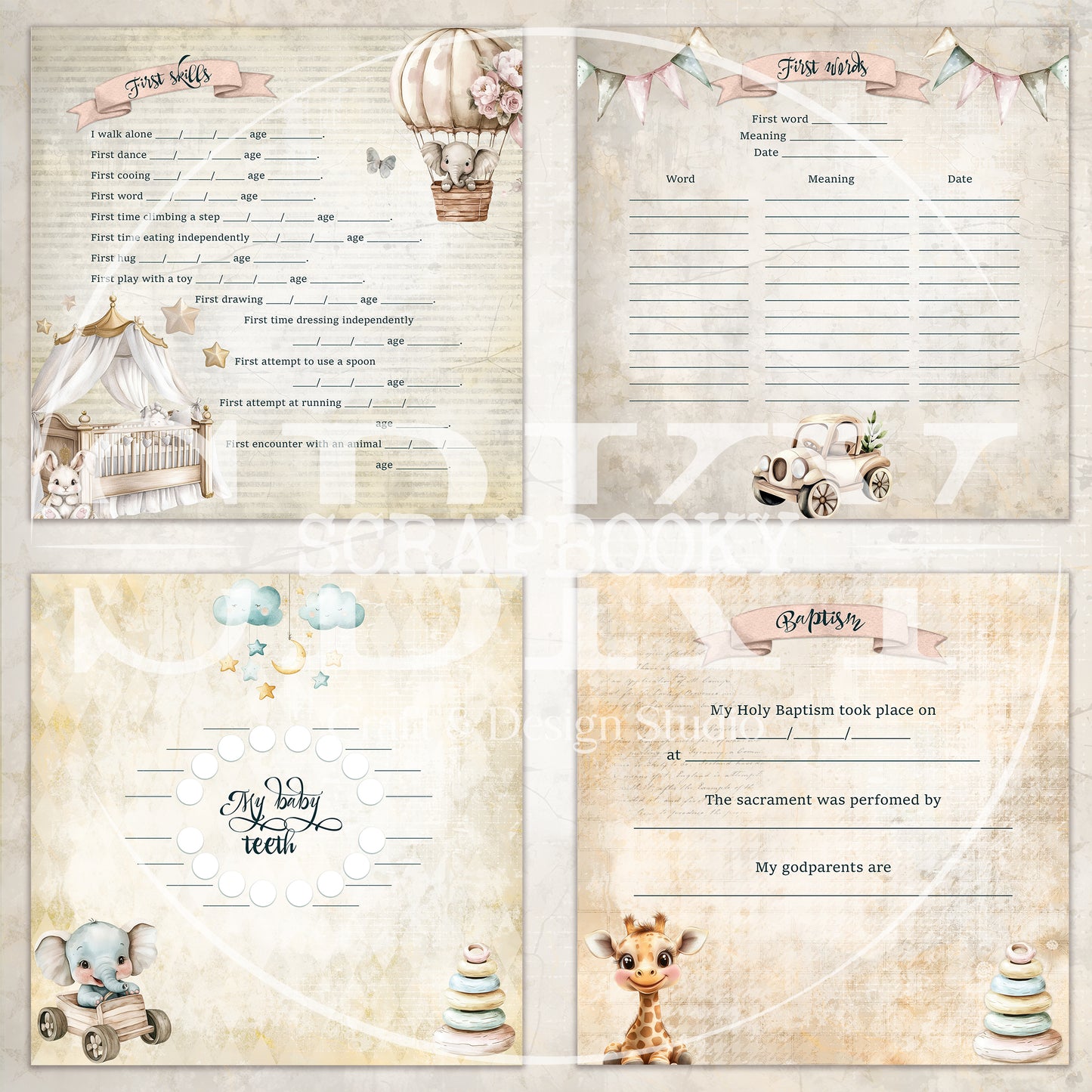 Digital Pages For Baby Album ''Baby Dreams'' - in English