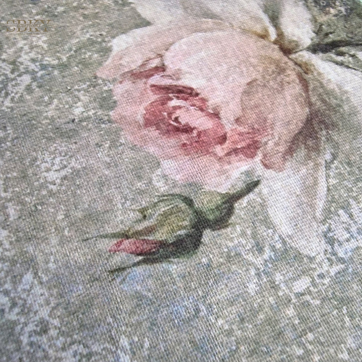 Bookbinding Canvas “Faded Roses & Letters” – 25x60 cm
