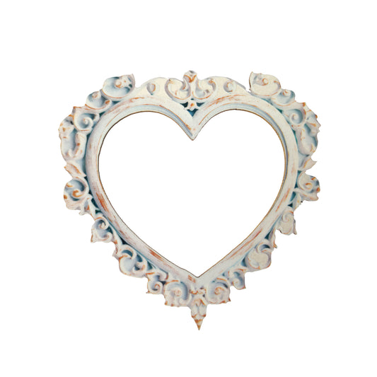 Chipboard white heart-shaped frame