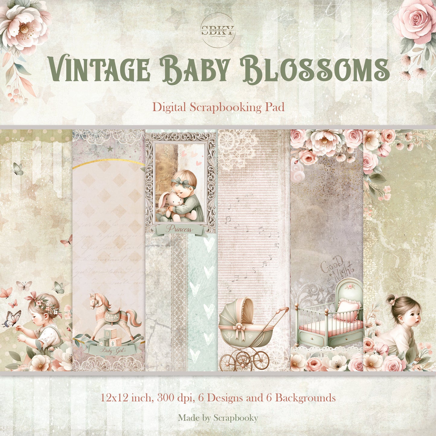 "Vintage Baby Blossoms" Digital Paper