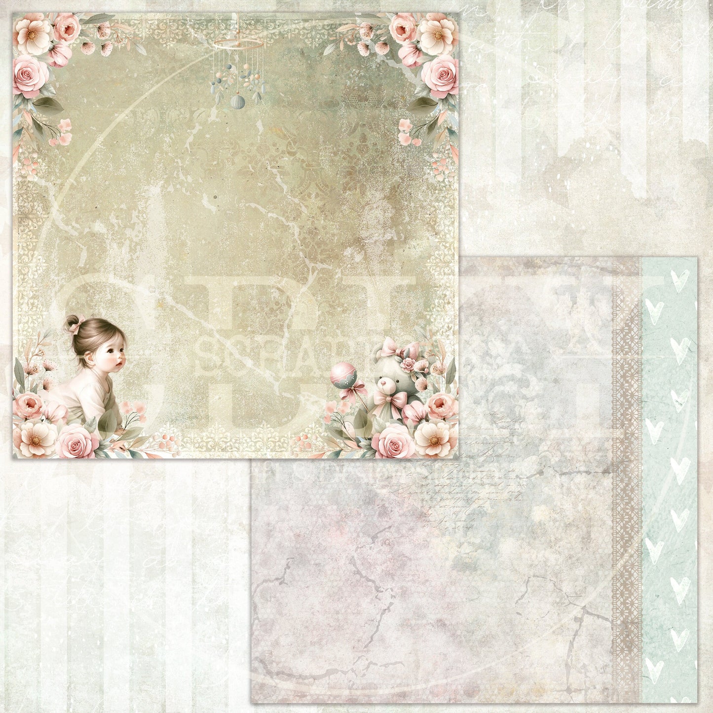 "Vintage Baby Blossoms" Digital Paper