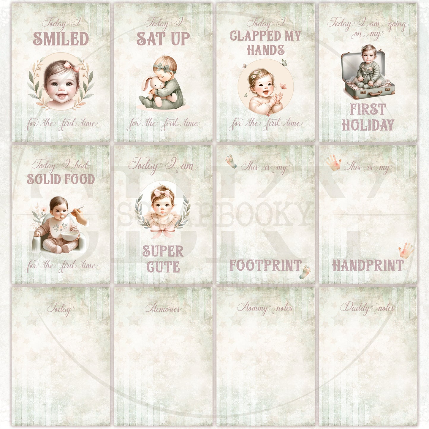 Baby Girl Milestone Cards