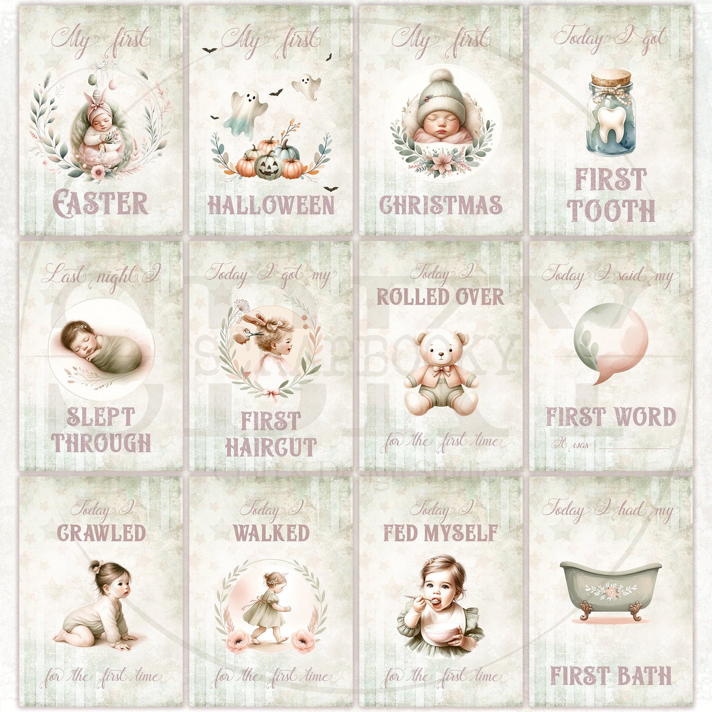 Baby Girl Milestone Cards