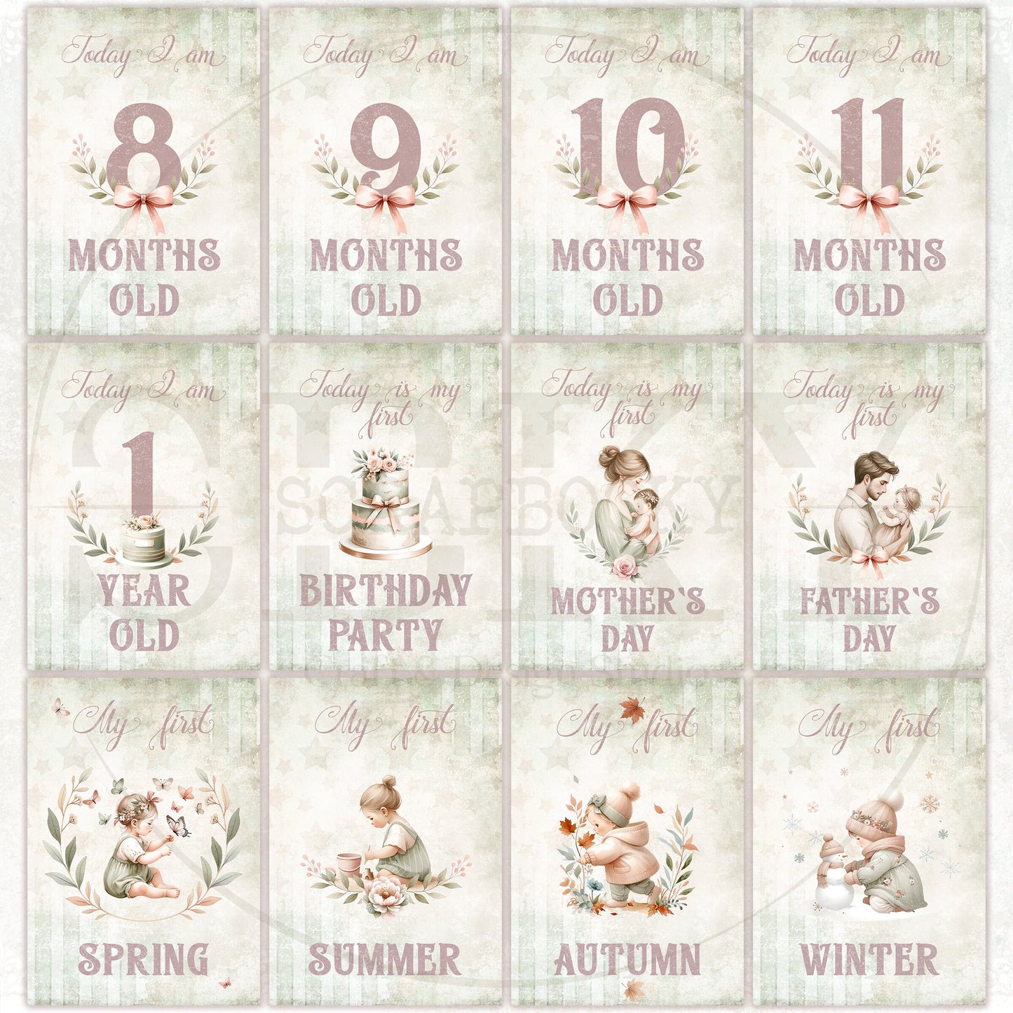 Baby Girl Milestone Cards