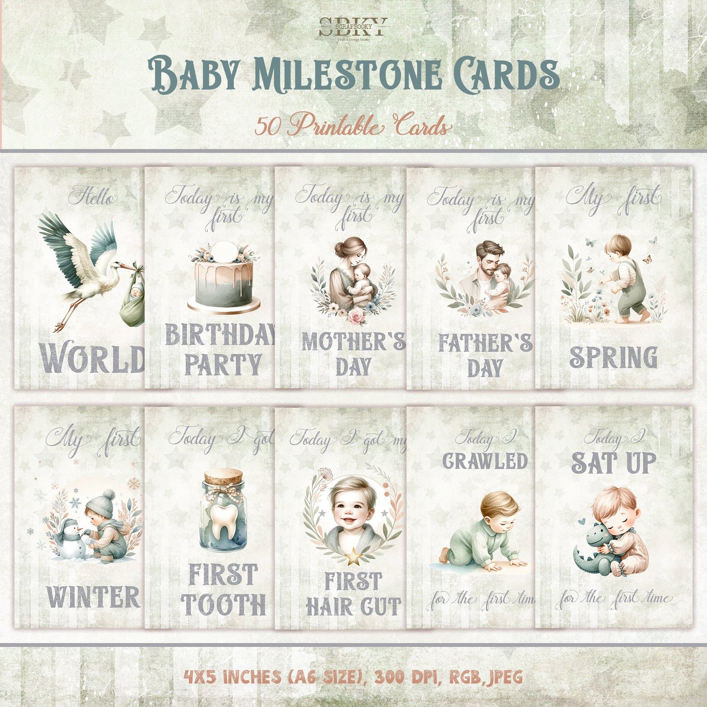 Baby Boy Milestone Cards