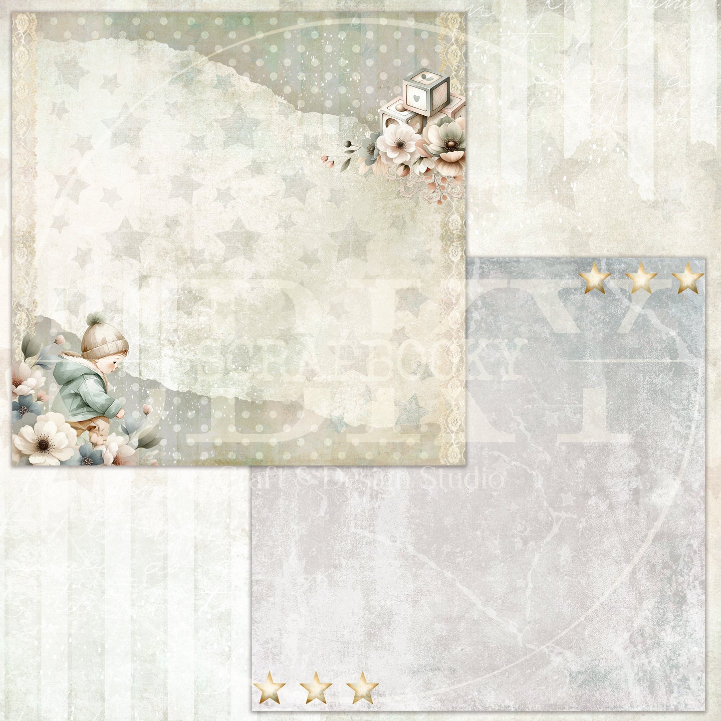 "Vintage Baby Blossoms" Digital Paper