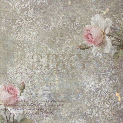 Bookbinding Canvas “Faded Roses & Letters” – 25x60 cm