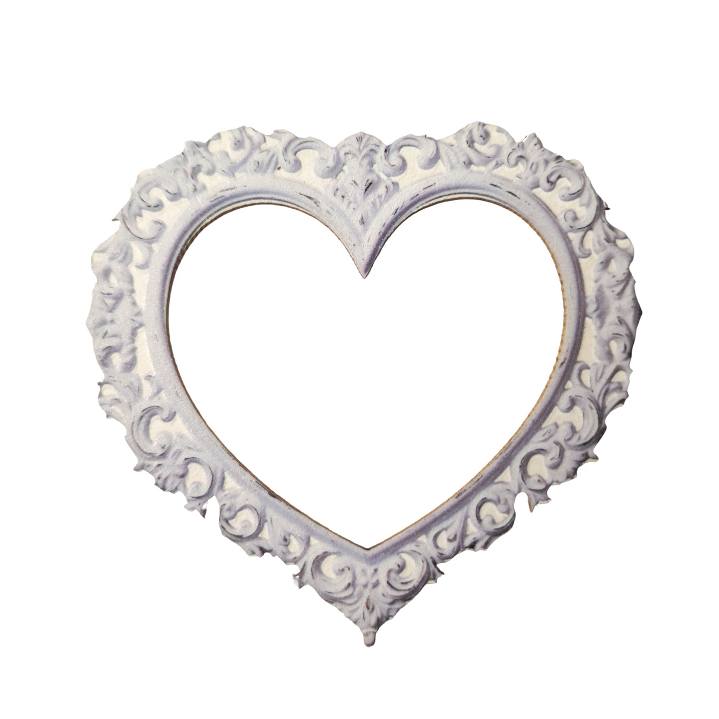 Chipboard white heart-shaped frame