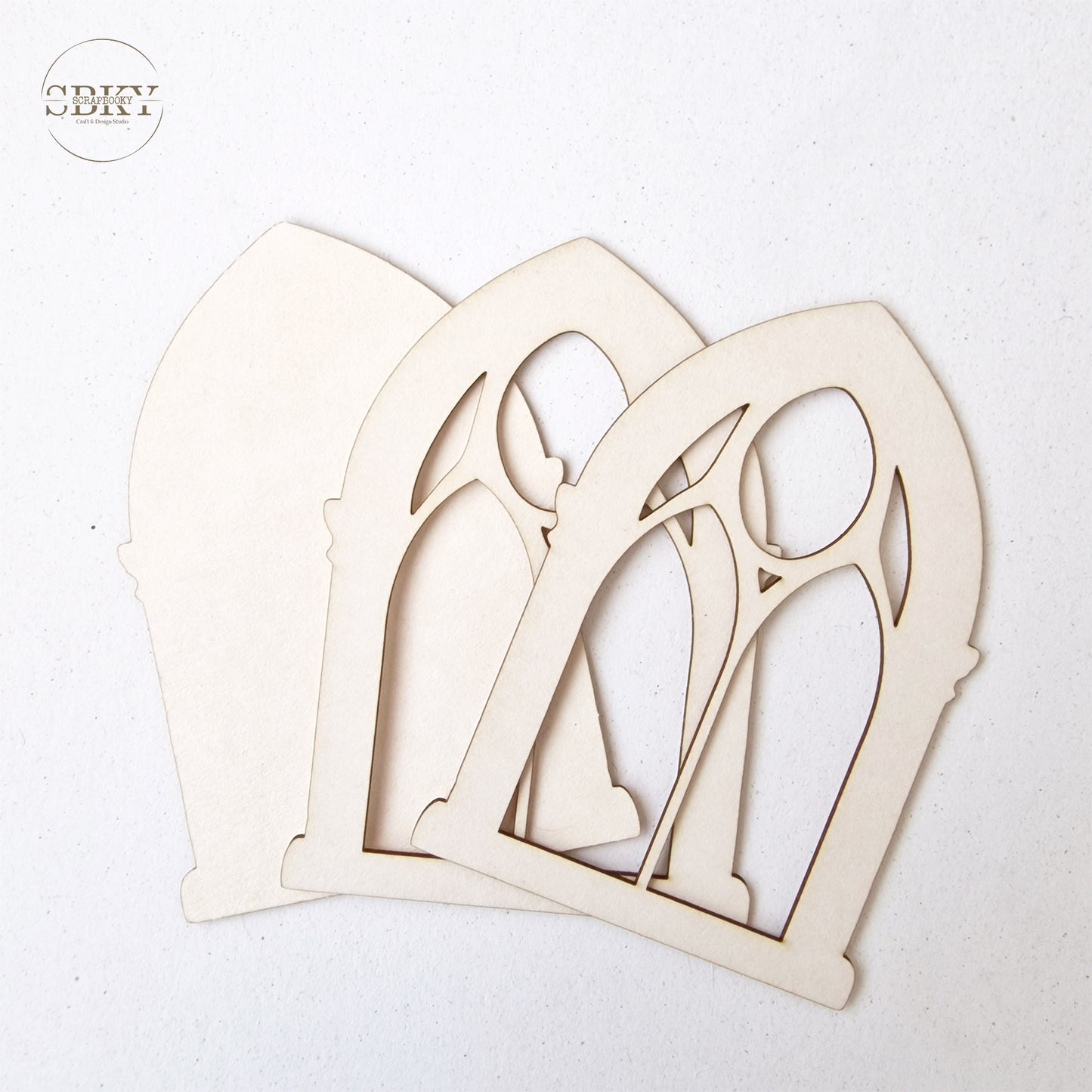 Chipborad Set of 3 Gothic Windows