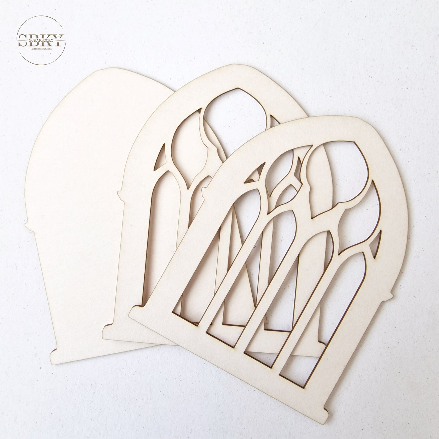 Chipborad Set of 3 Gothic Windows, N3