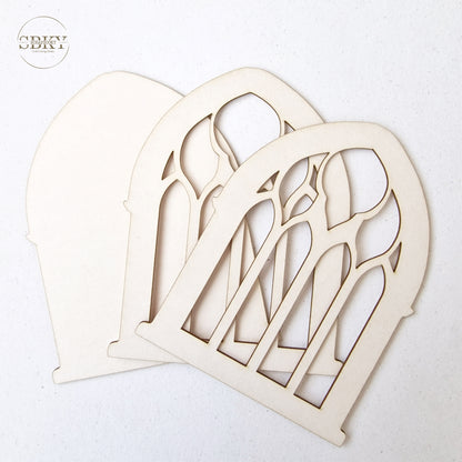 Chipborad Set of 3 Gothic Windows, N3