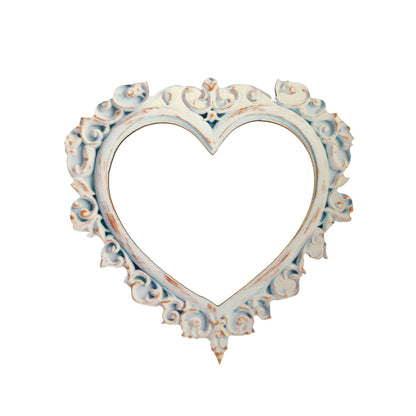 Chipboard white heart-shaped frame