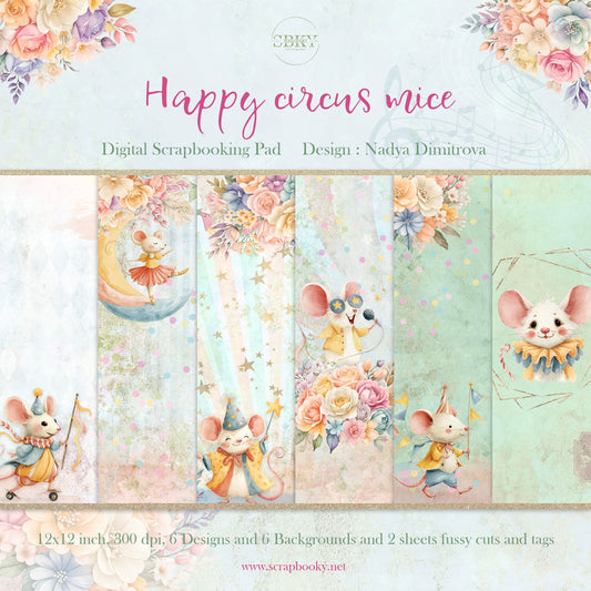 "Happy Circus Mice" Digital Paper