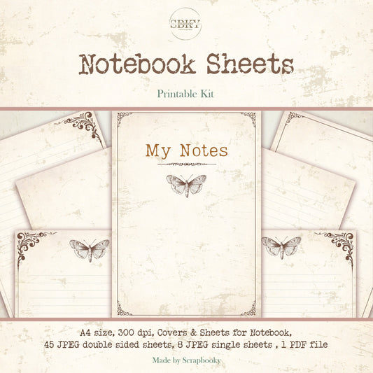 Notebook Sheets Printable  A4 Pack