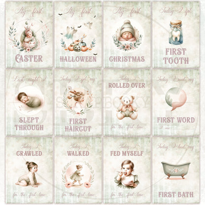 Baby Girl Milestone Cards