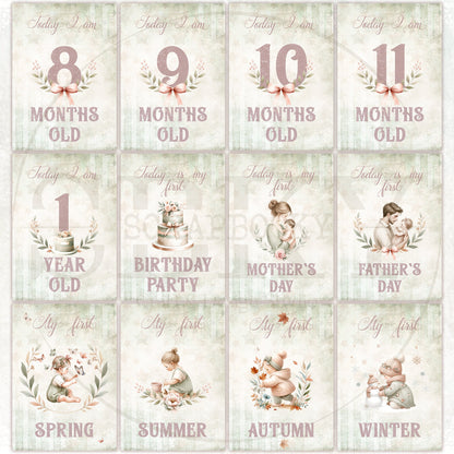 Baby Girl Milestone Cards