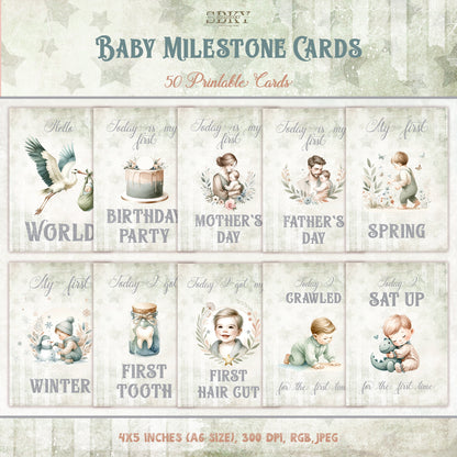 Baby Boy Milestone Cards