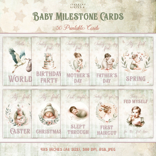 Baby Girl Milestone Cards