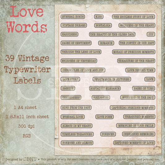 Old Typewriter Printable Tags